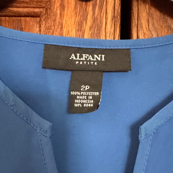 Alfani Vibrant Blue Midi Dress with cinched waist & tie - Picture 2 of 7